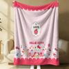 Sanrio Lovely Hello Kitty Plush Flannel Blanket Red White Grid Pattern Lightweight Throw Bed Sofa Cover School Office Nap Shawl