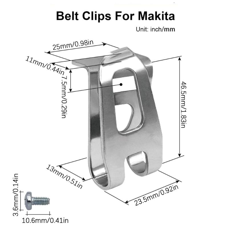 10 Stück Edelstahlhaken mit Schrauben für verschiedene Elektrowerkzeuge Gürtelclips zur Befestigung von Geräten