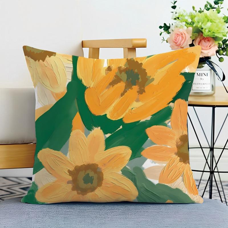 Small Fresh Flower Print Decorative Pillowcase Bedroom Living Room Square Cushion Pillowcase