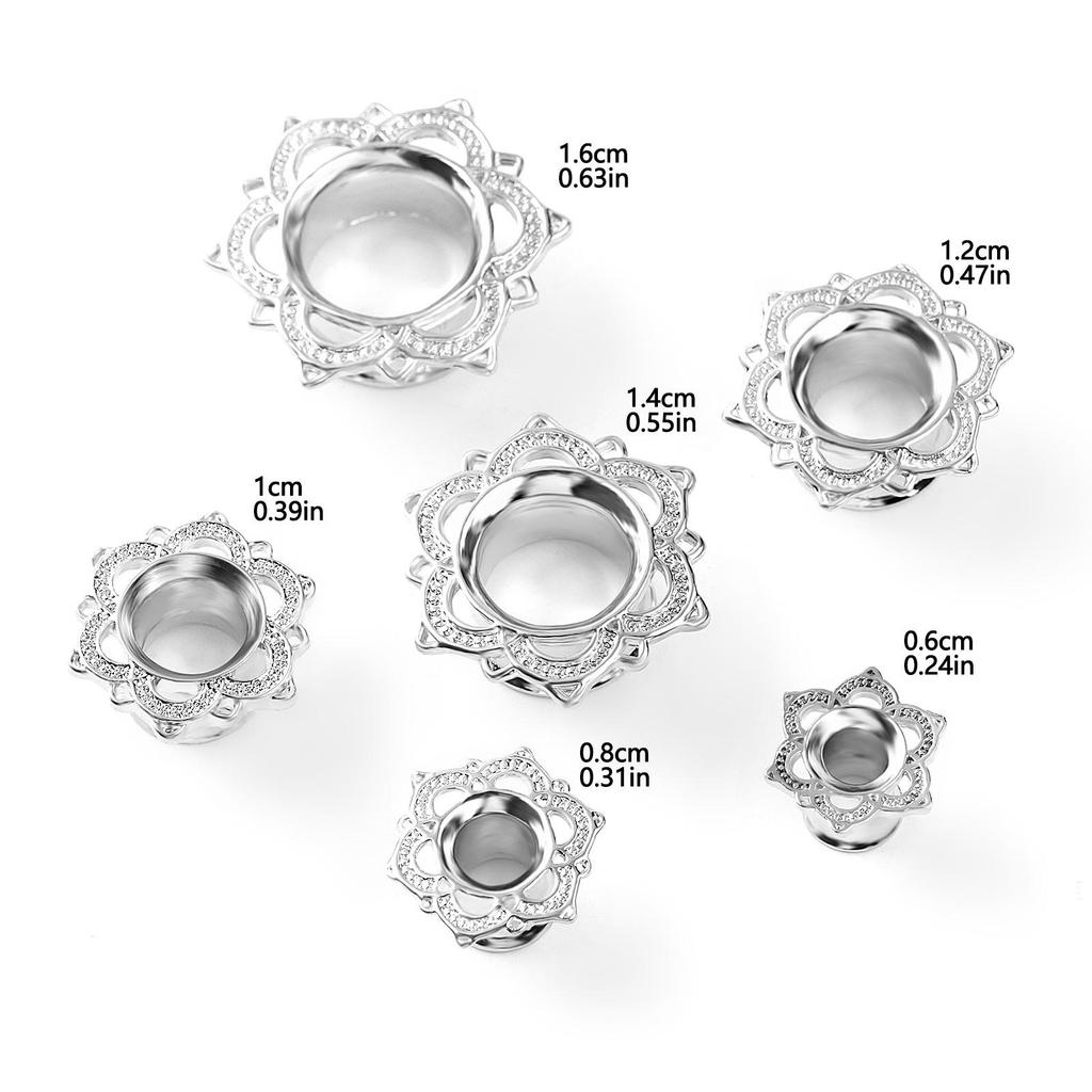 Personalized Stainless Steel Flower Ear Expander Piercing Jewelry