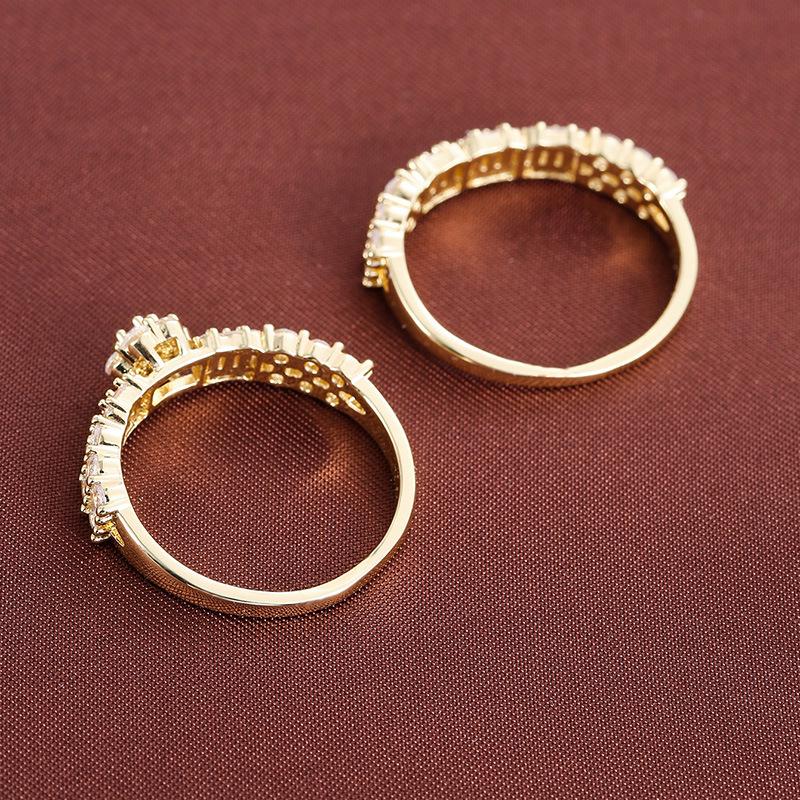 Sweet Sparkly Flower-Shaped Zircon Ring Set - Exquisite Versatile Couple's Two-Piece Set