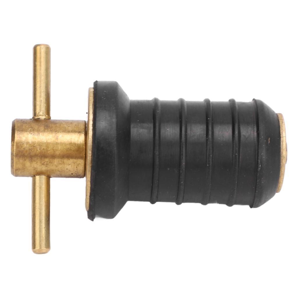 Marine Boat Brass T Handle Drain Plug Strong Structure Twist Turn and Seal Design Rubber Plugs for Yachts Ships 0.6inch