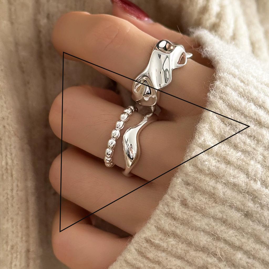 PANJBJ 925 Silver Frosting Geometry Ring for Women Wide Texture Versatile Handmade Ins Jewelry Gift