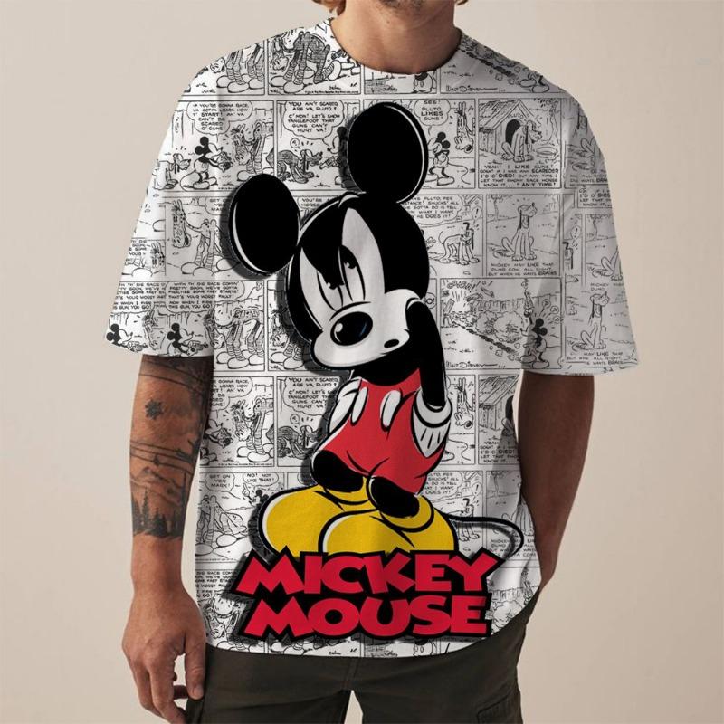 Disney Mickey Mouse print men's T-shirt fashionable holiday gift men round neck short sleeved oversized Hip hop clothing Boys