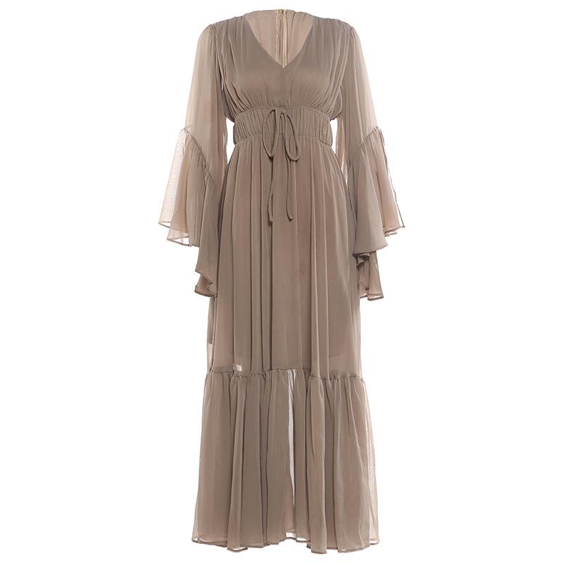 Light luxury 2026 summer new simple high-end fashion casual solid color irregular V-neck sexy dress women