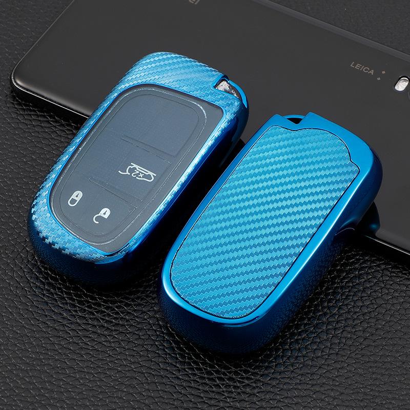 Carbon Fiber Car Key Cover for Jeep Compass & Renegade