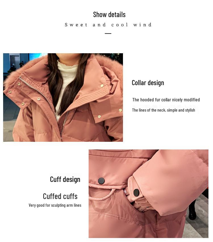 2026 Korean Style Oversized Winter Down Jacket for Plus Size Girls: Slimming Design with Fur Collar, Mid-Length, Fits up to 200 Jin.