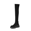 Krazing Pot Microfiber Autumn Winter Shoes Thick Bottom Flat Platform Size 43 Long Boots Zipper Over-the-knee Boots