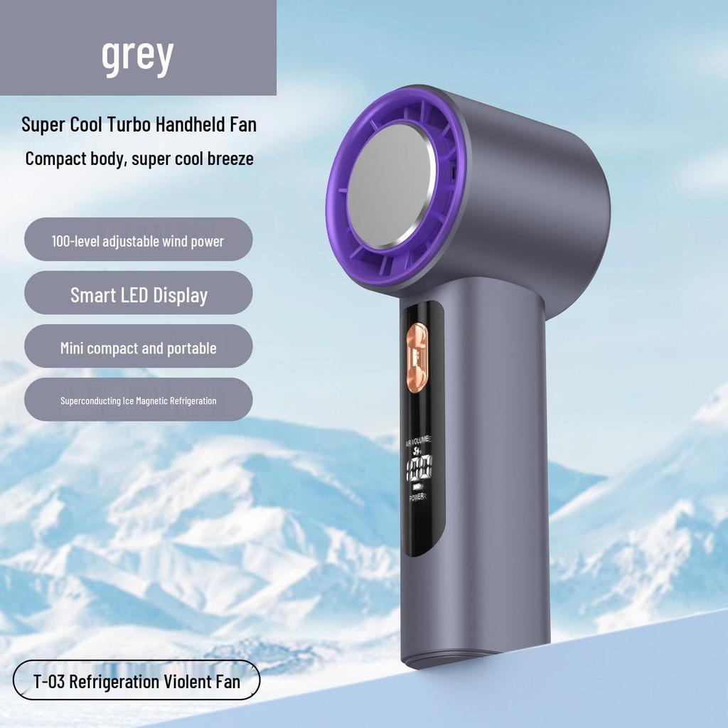 Mini USB Handheld Fan with 100-Speed Digital Display and Cooling Ice Pack
