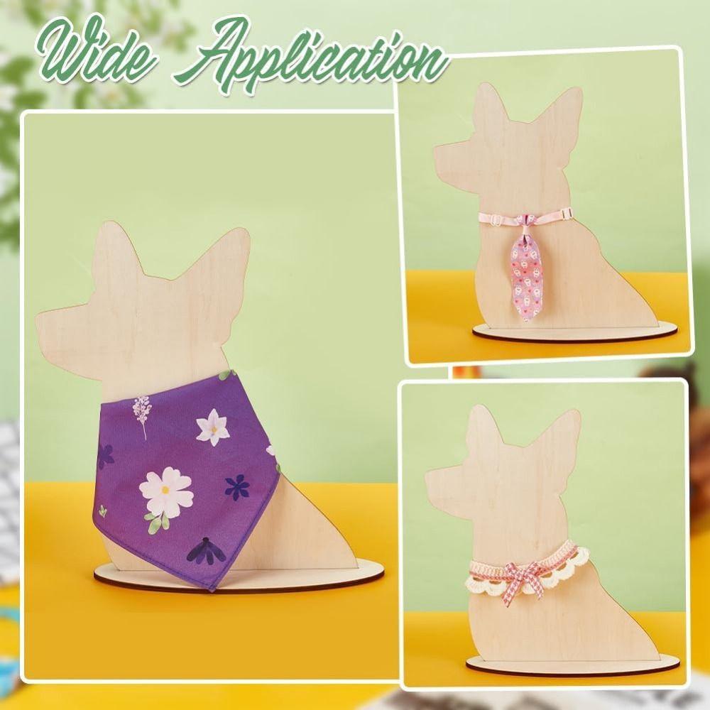 Removable Dog Silhouette Display Stand DIY Blank Dog Scarf Holder Wood Pet Bib Display Rack Home