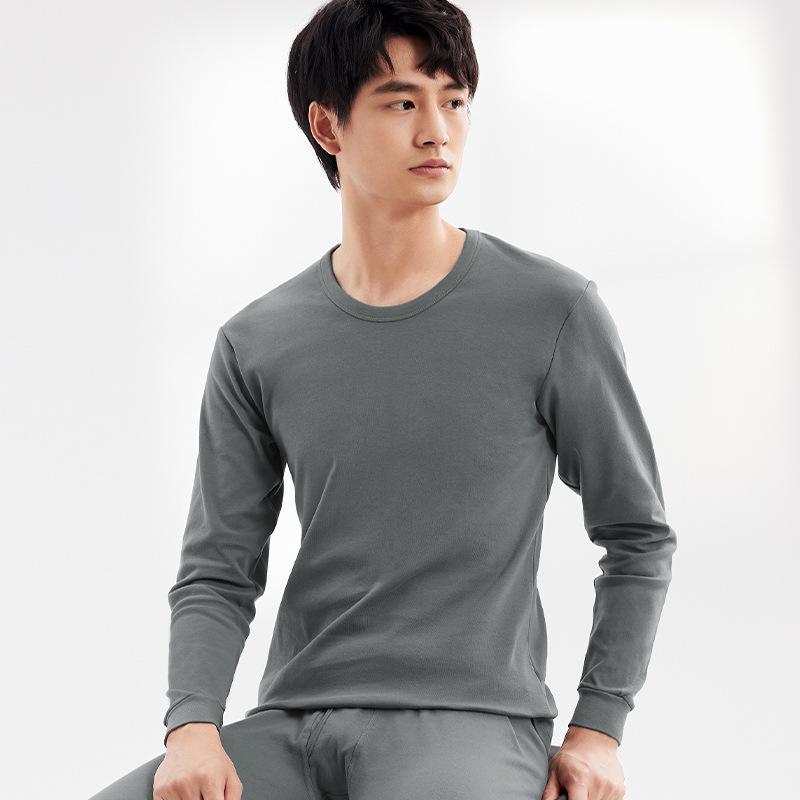 Men's Slim Fit All-Cotton Long Johns Set, Warm Thin Base Layer, Perfect for Autumn and Winter