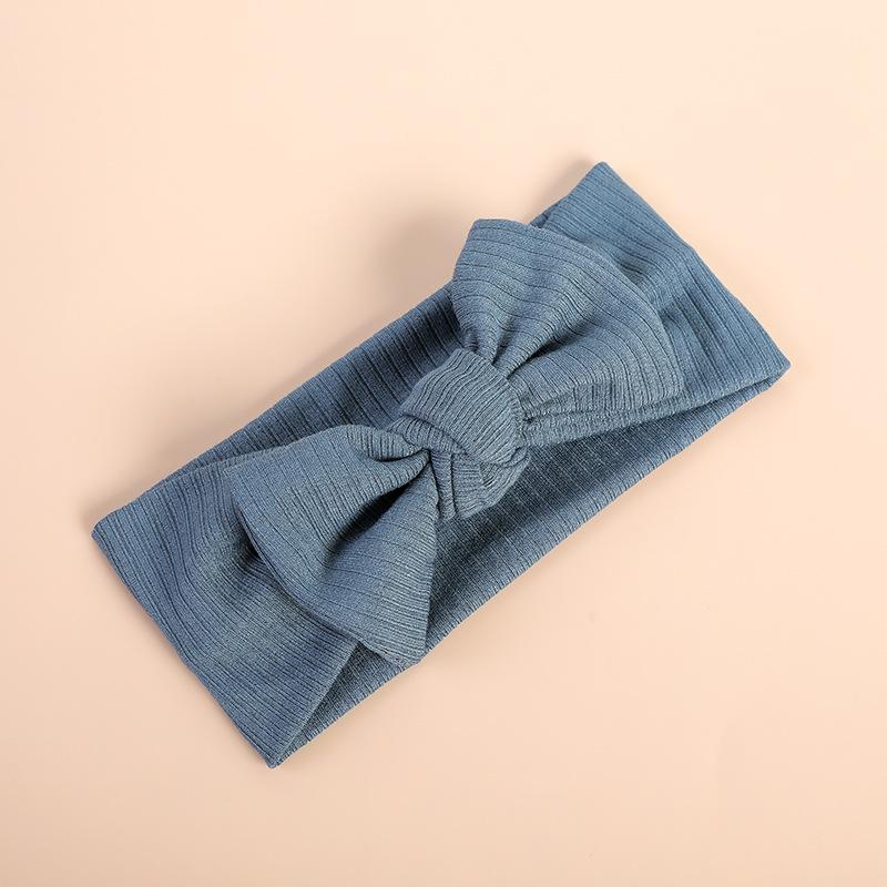2022 Organic Cotton Baby Bow Knot Knitted Ribbed Infant Newborn Headbands for Babies 18 Colors Baby Accessories