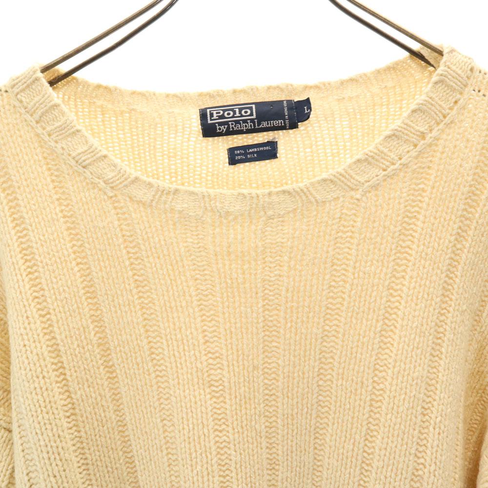 Polo by Ralph Lauren 90s Old Long Sleeve Sweater L Beige Knit Men's Used