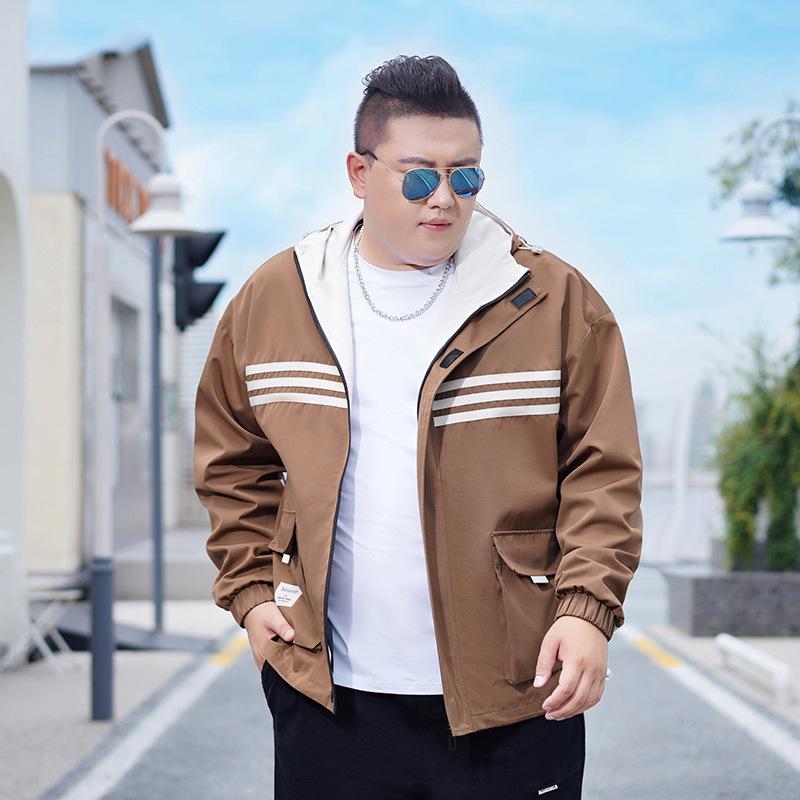 

Men s Color-Block Hooded Windbreaker: Trendy Plus-Size Loose Fit for Spring & Autumn M