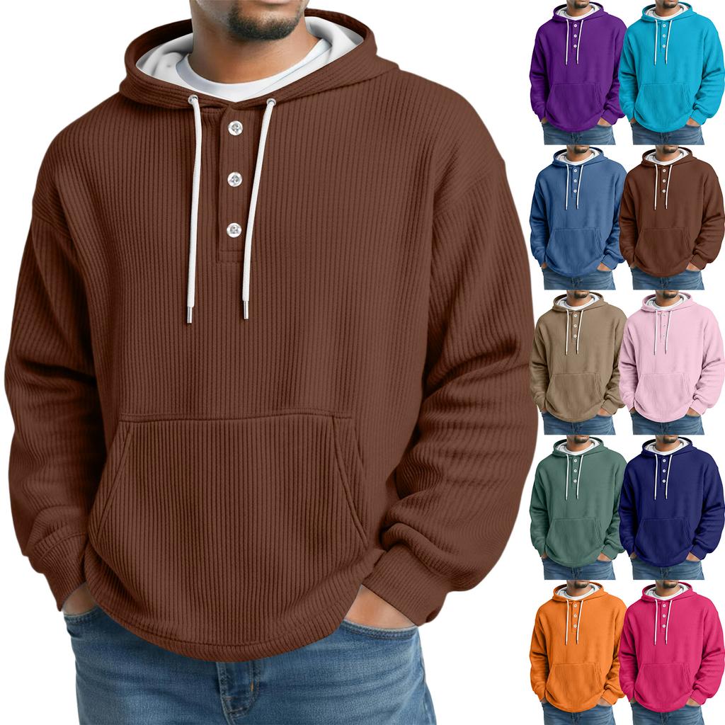 Men's Knit Hooded Sweatshirt Casual Long-Sleeve Sweatshirt