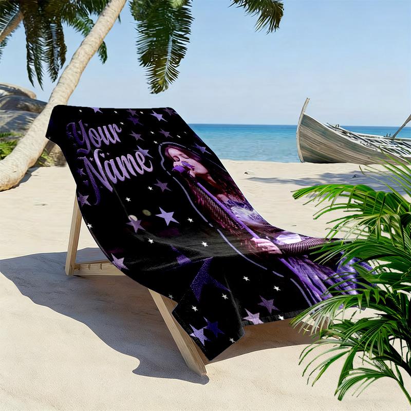Custom Name Olivia Isabel Rodrigo Print Beach Towel, Large Soft Quick Dry Towel for Beach Camping Swimming -HE78