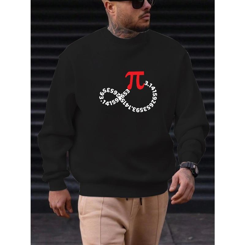 Men'S Math-Themed Pi & Greek Letter Sweatshirt - Brown With Red Infinity Symbol And Pi Digits - Round Neck Pullover For Math Lovers And Teachers.