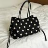Solid Black Nylon Tote Bag Multi-compartment Large Capacity Handbag  Commuting