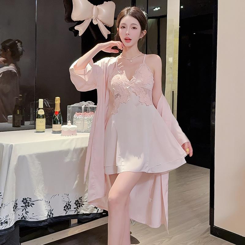 Ice Silk Women's Sexy Lace Camisole & Robe Set - Perfect Gift for Girlfriend - New Spring/Summer/Autumn Collection