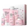 5 Stück/Set Kirschblüten Hautpflege Gesichtsreiniger Toner Serum Essenz Creme Augencreme Feuchtigkeitsspendend Hydrierend Anti-Aging Aufhellend Reparierend