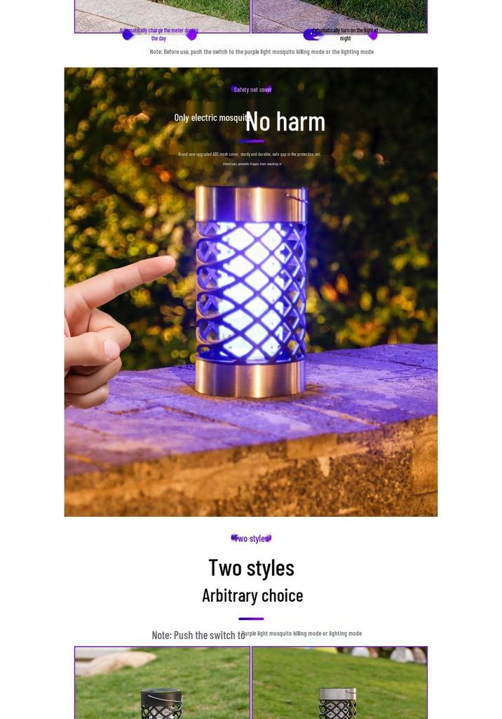 Waterproof Solar Mosquito Killer Lamp for Outdoor Use - Garden, Lawn, Courtyard, Park Insect & Fly Repellent