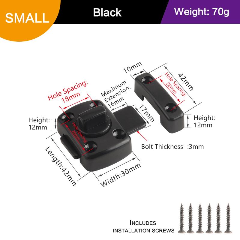 Metal Swivel Bolt Latches With Rotate Latch Bolt, Sliding Door Security Latch Features Left And Right Knob For Patio Barn And Sc