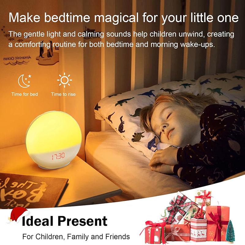 Smart Wake Up Light Alarm Clock Digital Desk Clock with Natural Sounds Bluetooth Speaker APP Control FM Radio Nightlight