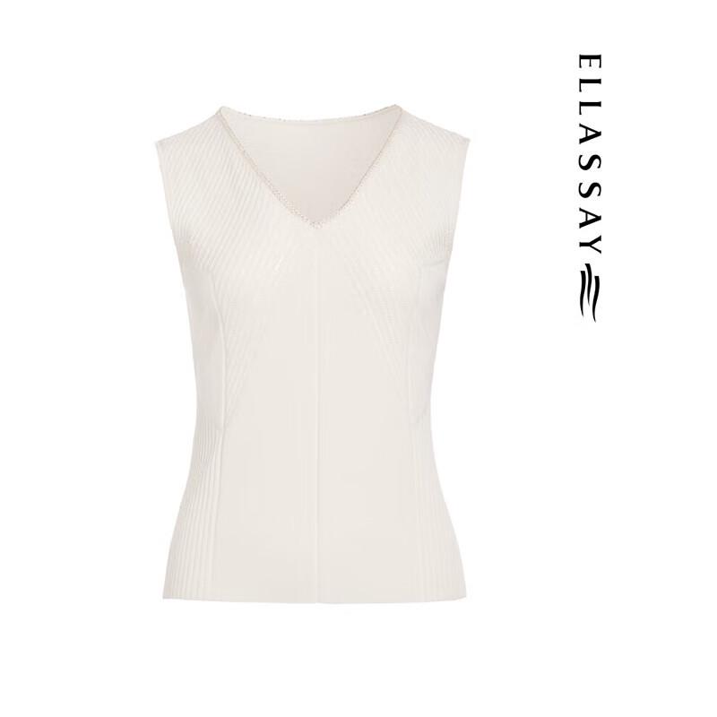 ELLASSAY Women's Sleeveless V-Neck Silk Blend Knit Top