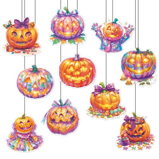 Halloween Hanging Decoration Pumpkin Bow Realistic Pattern Spiral Tags Home Party Festivals Decoration