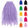 Fustă lungă de tul pentru femei, Mărime mare, Fustă de tul neregulată în linie A, Talie înaltă, Talie elastică, Rochie de carnaval