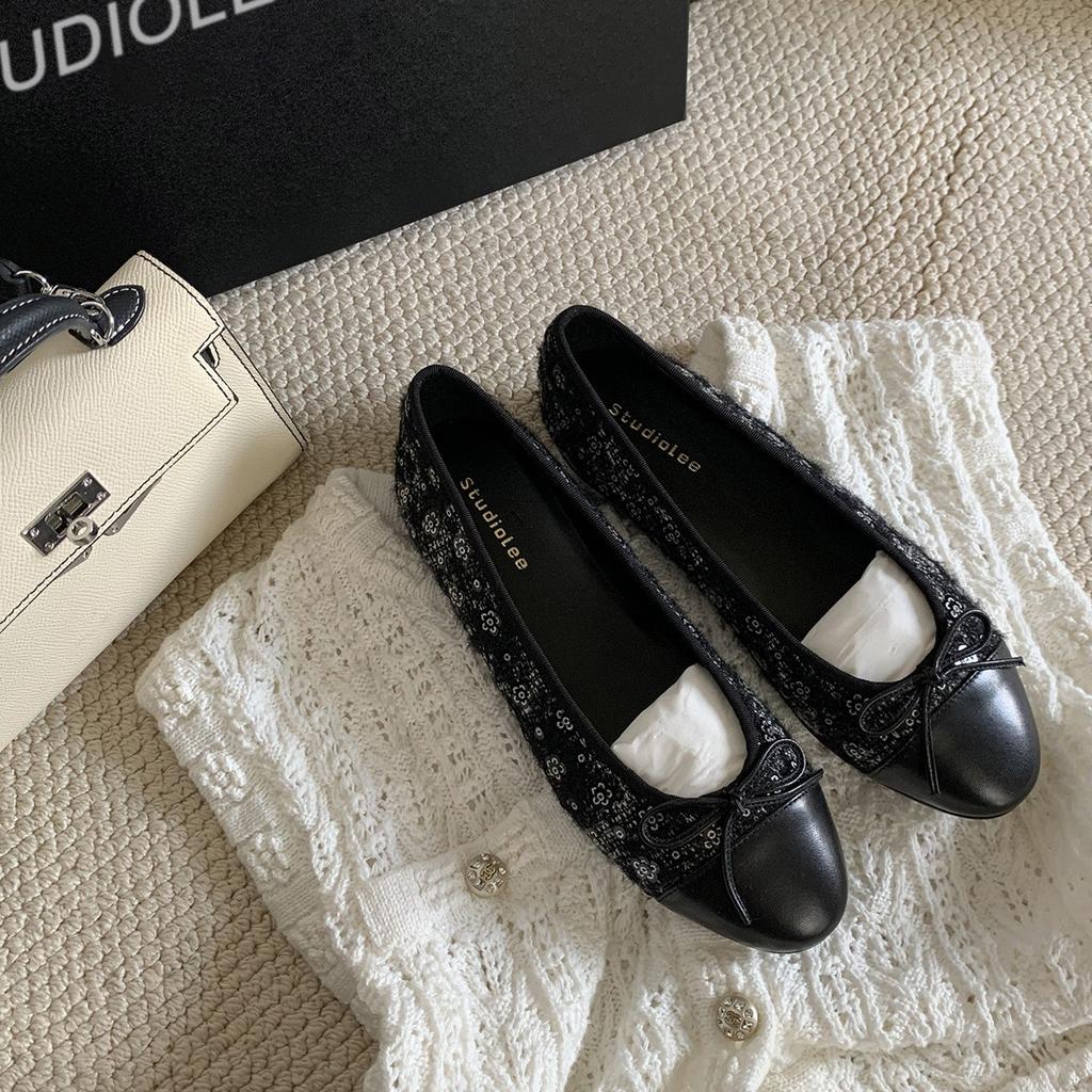 Schafsleder Traubenmutter gleiche klassische Spleißung runde Zehen Ballerinas Schleife niedriger Absatz kleiner duftender Wind leichter Mund einzelne Schuhe