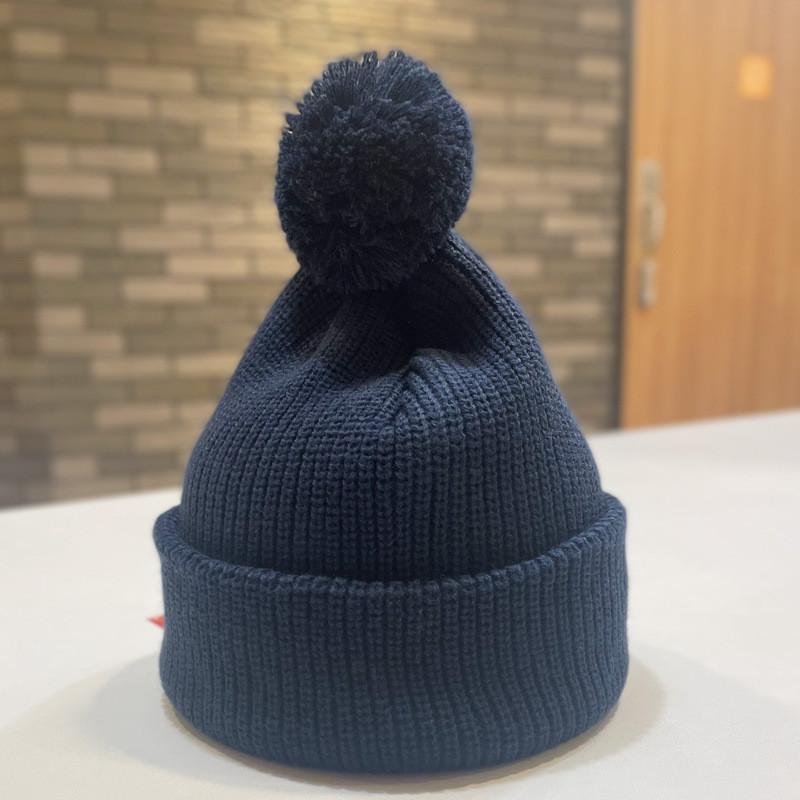 Ladies  Plain Knit Beanie Hat With Rolled Edge Versatile Trendy And Cozy For Winter темно-синий