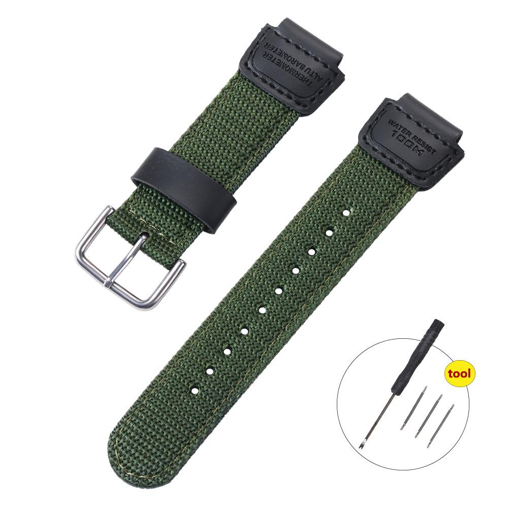 18mm Nylon Armband Canvas Casio Uhrenarmband für Casio W800H Herrenfür Casio AE-1200WH/SGW-300/AQ-S810W/F91W Konvexes Armband