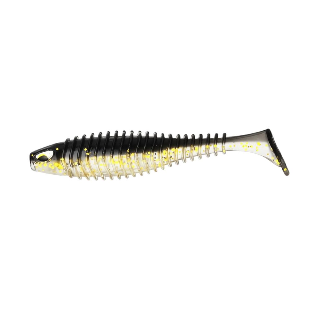 Soft Fishing Lure 6 5cm 2g Ribbed Body Swimbait with Eye Detail and T-Tail Design Bionic PVC Sinking Bait Double Color Spiral Pattern