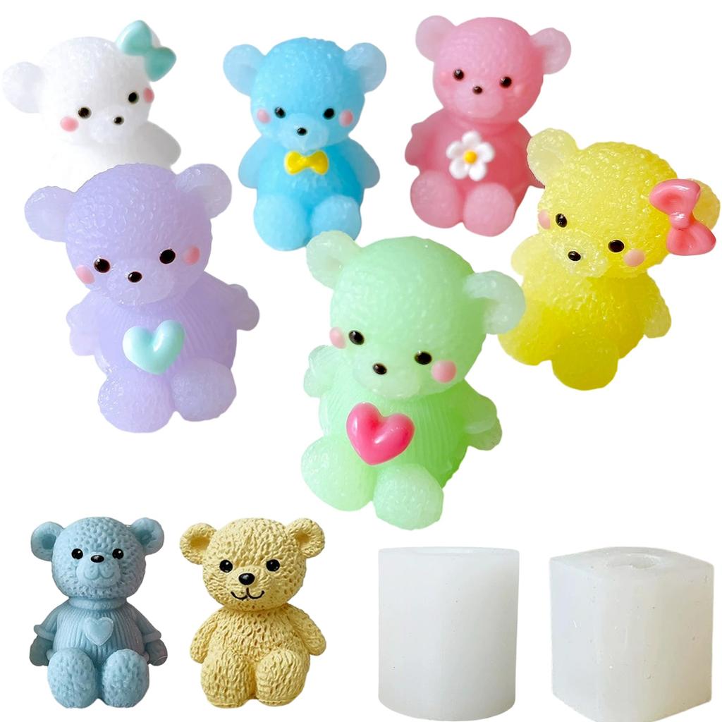 Evergarden 3D Bear Silicone Molds of Bear Animal Resin Aroma Silicone Mirror Finish Bear Set of (Set 2) - Accessories, Earrings, Piercings, Candles,
