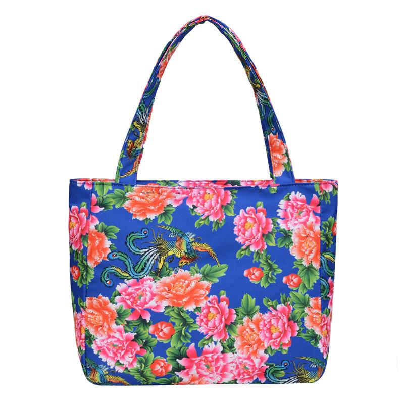 

Ретро мода большой цветок Guochao женские сумки новые повседневные универсальные сумки женские сумки синий