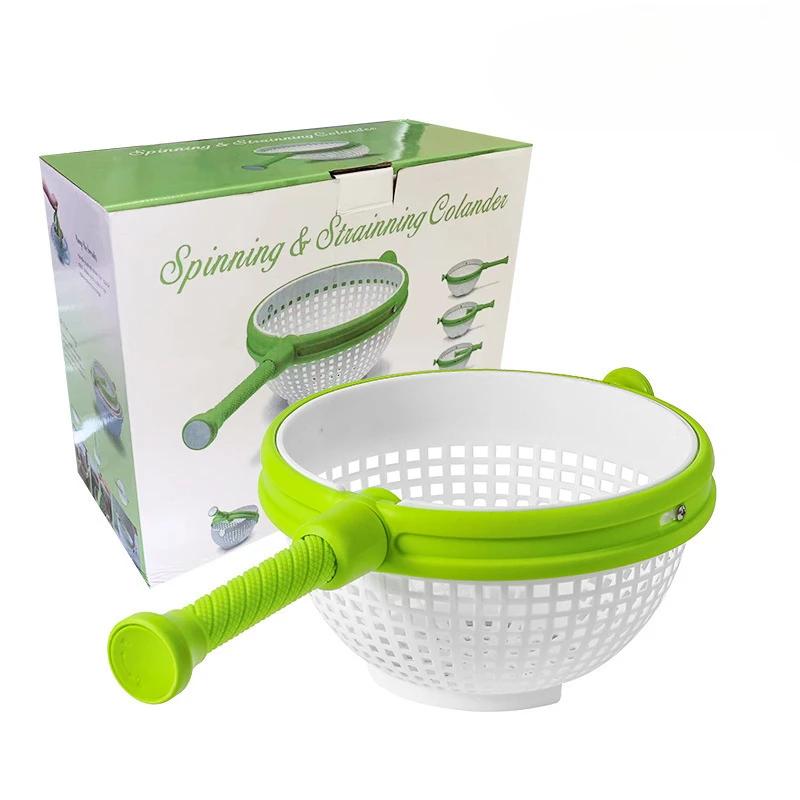 Rotating Drain Basket for Vegetables and Fruits Cleaning Salad Spinner Washing Dehydration Basket Kitchen Cool Gadgets