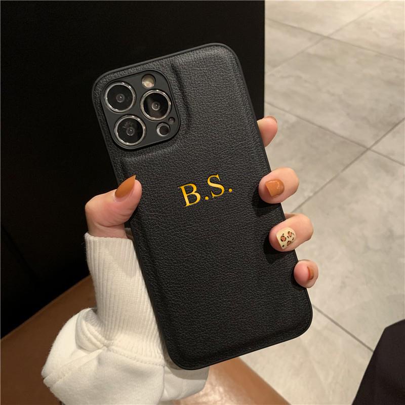 Personalisierte Handyhülle für iPhone 17 16 15 14 13 12 11 Pro Max Plus 17Air Luxuriöses PU-Leder Initialen Name Geschenk Hülle