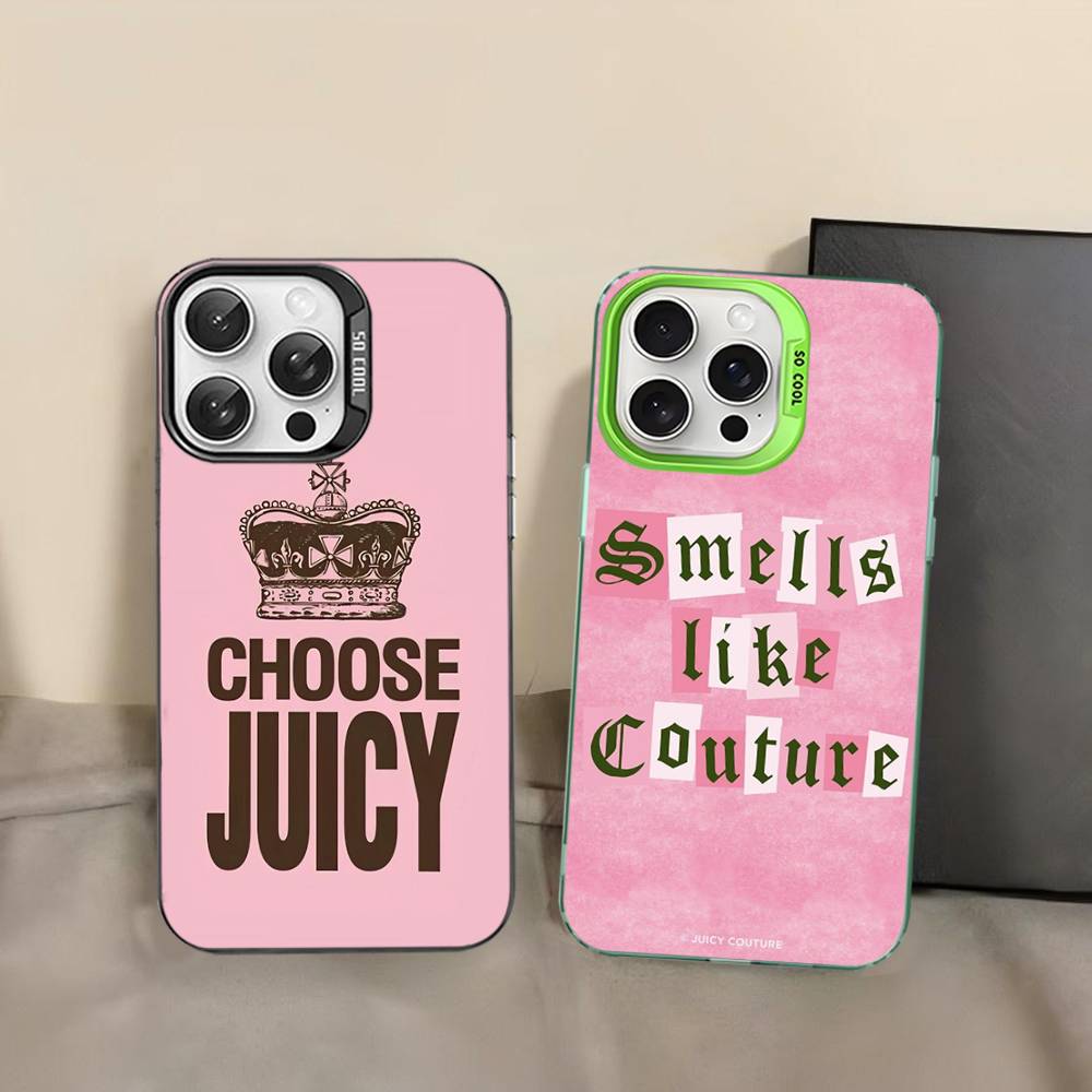 J-Juicy C-Couture Handyhülle für iPhone 17 16 15 14 13 12 11 Pro Max Plus Farbe Silber Hülle