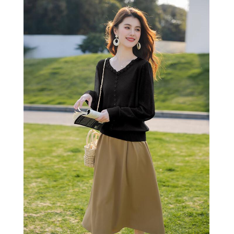 Moka Na Damen Strickoberteil mit Spitze und langen Ärmeln