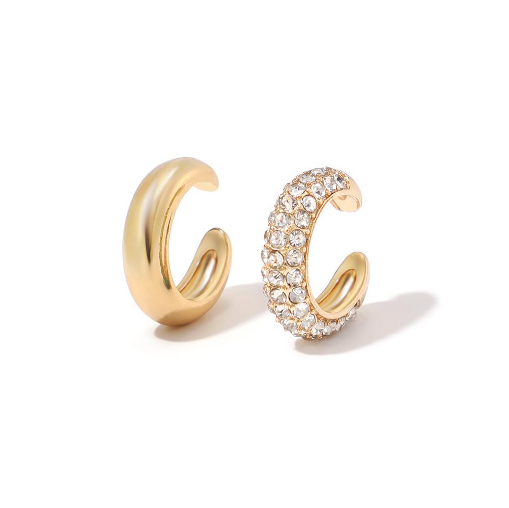New Arrival Multicolor CZ Crystal Ear Cuff Stackable C Shaped Ear Clips No Pierced Cartilage Earring for Women Earcuffs
