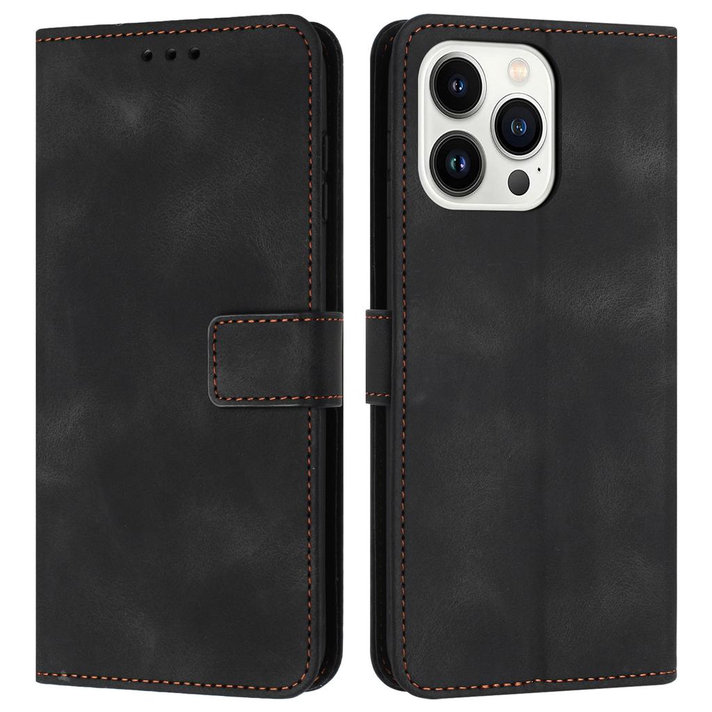 For iPhone 16 Pro Max Leather Case Solid Color Wallet Protective Phone Cover