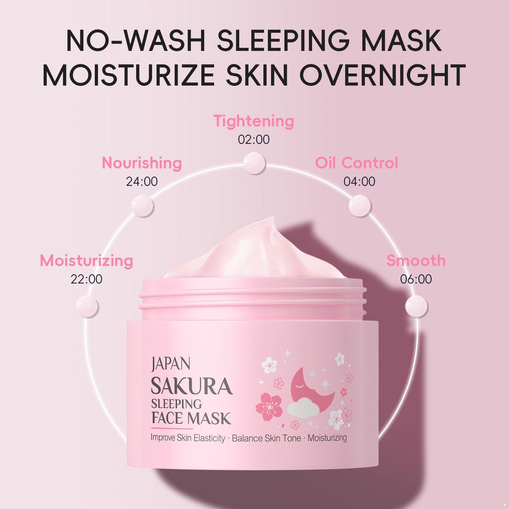 25g Cherry Blossom Sleeping Mask for Women and Girls Hydrating Moisturizing Facial Care Daily Use Beauty Essential