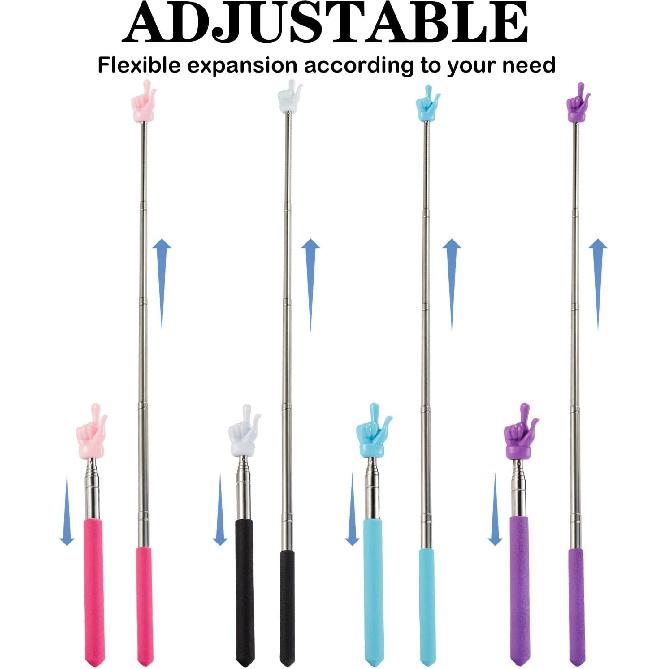 4 Pcs Telescopic Teachers Pointer for Classroom, Extendable Hand Pointer Finger Pointer Stick, Mini Retractable Pointing Stick for Elementary School