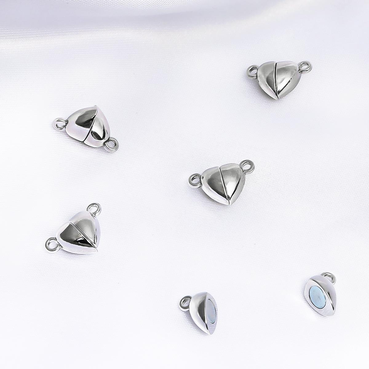 

3 пары сплава персиковое сердце магнитная пряжка магнитные застежки-лобстеры для DIY ожерелье браслет аксессуары 15x10mm серебряный