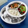Dinner Plate Safe Reusable Dishwasher Large Capacity Dinnerware Stainless Steel 2/3/4/5/6 Grids Round