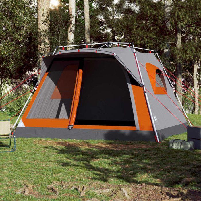 VidaXL Family Cabin Tent 7-Person Grey Orange Quick Pitch, Tent, Garden Tent, Outdoor Shelter 4004218