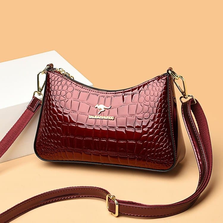 Crocodile pattern glossy underarm bag women's shoulder messenger bag