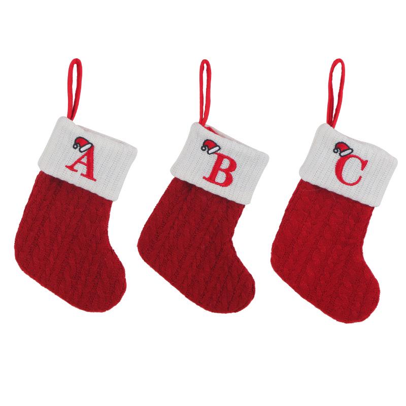 Classic Red Letter Christmas Socks, Hong Kong Love Knitted Holiday Decor