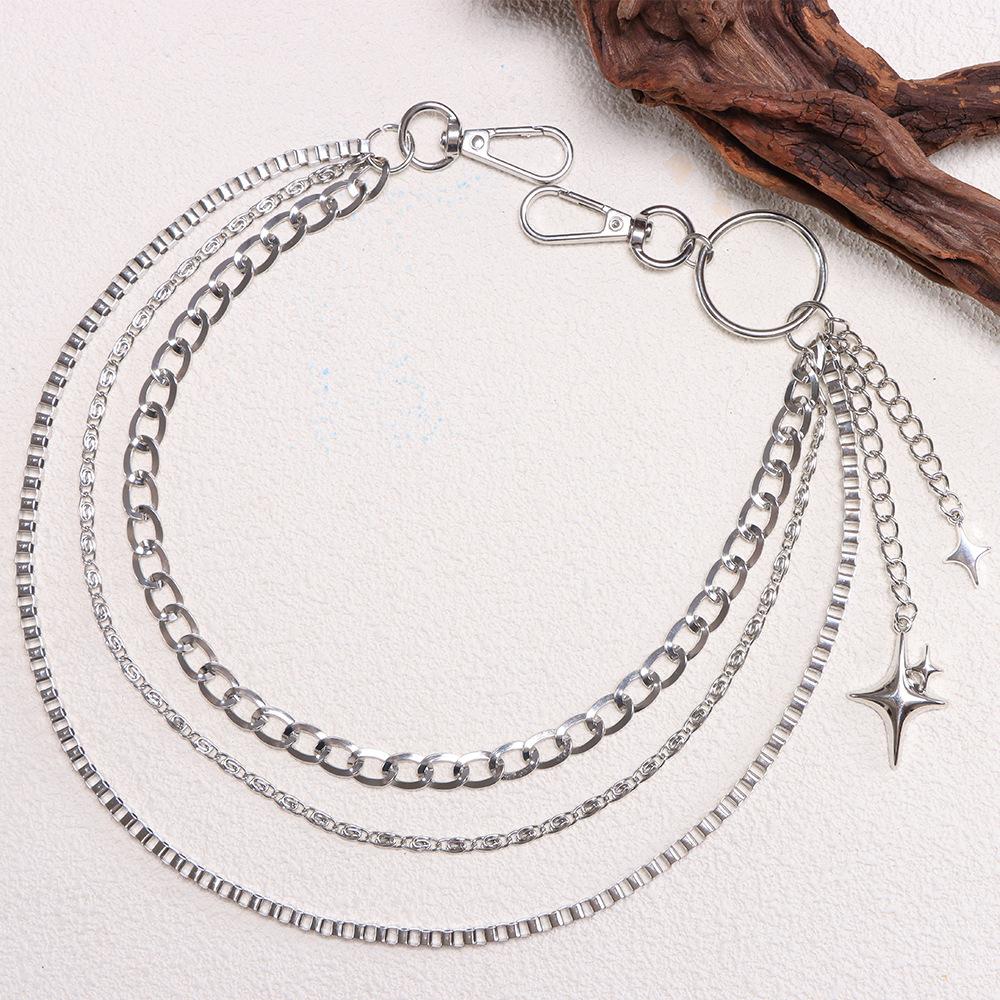 Fashionable Pants Chains, Personalized and Versatile, Multi-layer Four-pointed Star Pendants, Simple Accessories